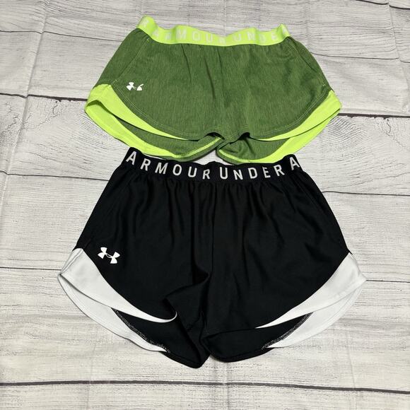 Lot Of 2 Under Armour UA Play Up 3.0 Twist Womens Size Small Running Shorts - Picture 1 of 16